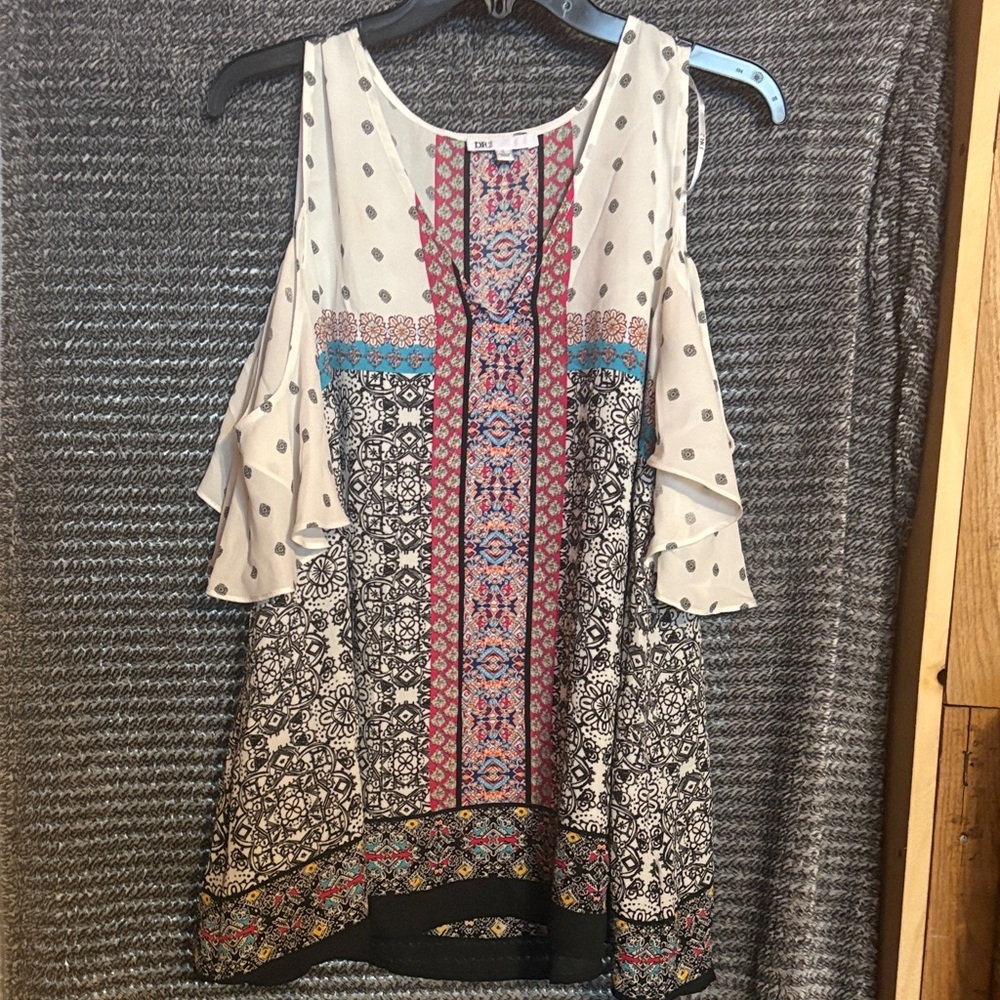 DR2 Multicolor Cold Shoulder Blouse